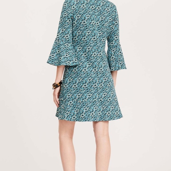 New Tyler Boe Mindy Jacquard Dress in turquoise blue crème size medium - Picture 2 of 11